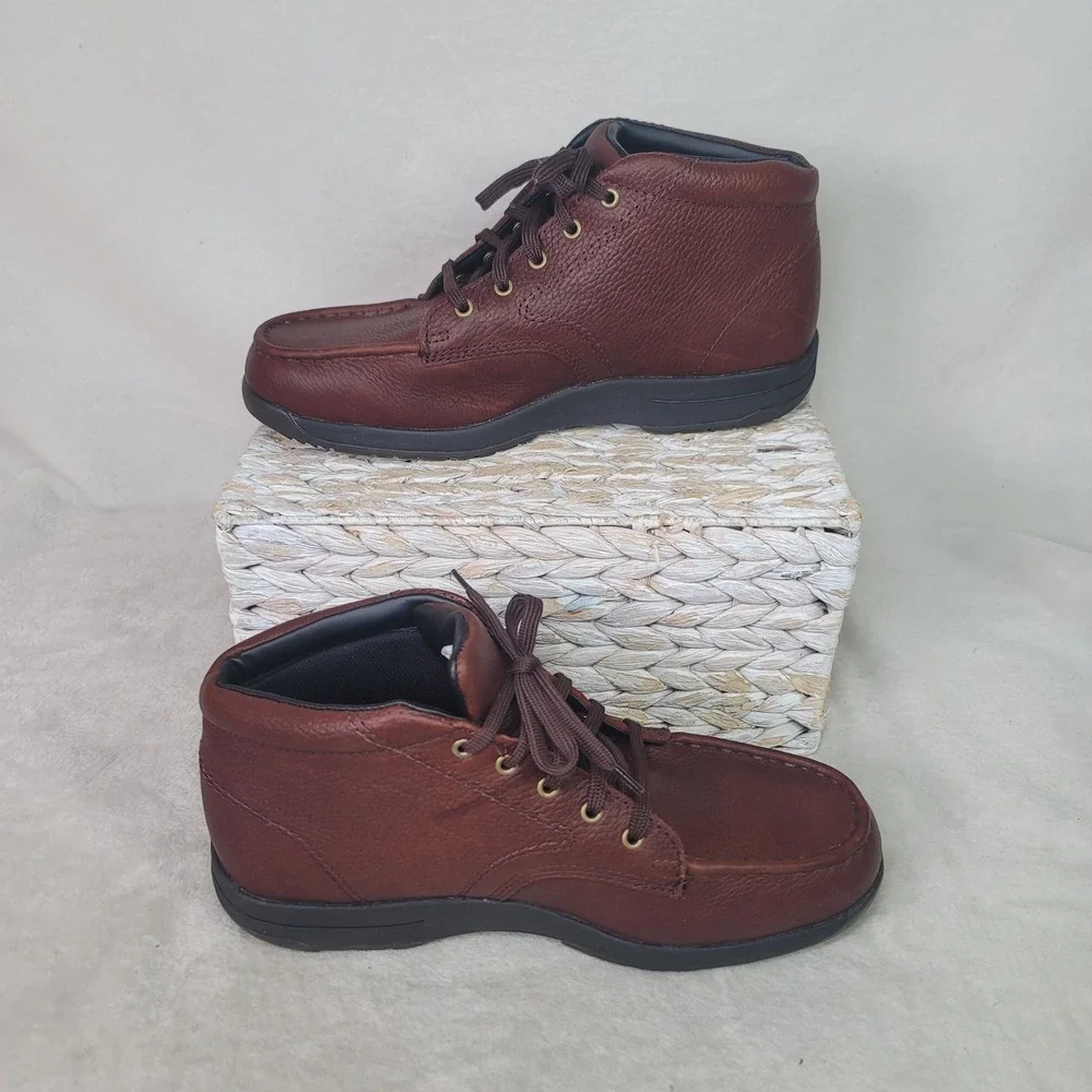 Gravity Defyer Walkabout Brown Leather Chukka Boots Mens 10W Work Casual Earthy